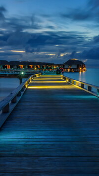 Pomost z domkami na Malediwach