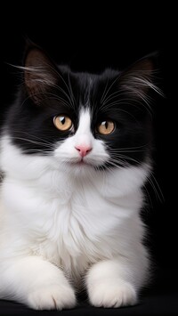 Puszysty biało-czarny kot