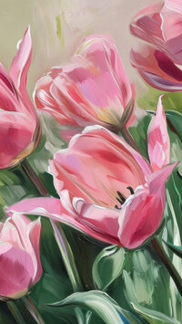 Różowe tulipany w malarstwie