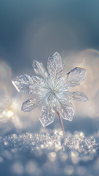 Rozświetlona śnieżynka na śniegu