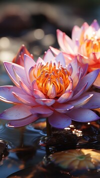 Rozświetlone lilie wodne