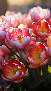Rozświetlone rozwinięte tulipany