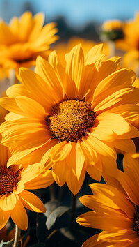 Rozświetlone żółte kwiaty w zbliżeniu