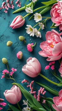 Rozwinięte tulipany i kwiaty