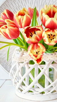 Rozwinięte tulipany w wazonie