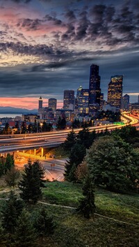 Seattle o zachodzie słońca