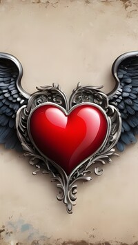 Serce w ramce ze skrzydłami