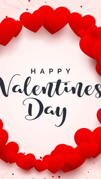 Serduszka dookoła napisu Happy Valentines Day