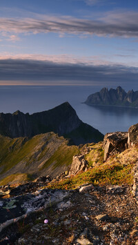Skały na wybrzeżu wyspy Senja w Norwegii