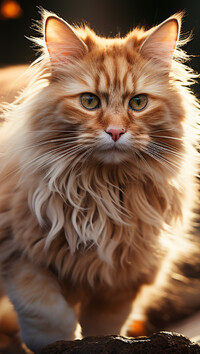 Spojrzenie rudego długowłosego kota