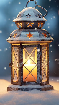 Świecący lampion na śniegu