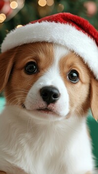 Szczeniak w czapce Mikołaja