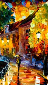 Ulica jesienią pędzlem malowana