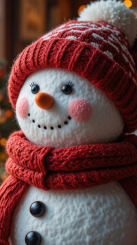 Uśmiechnięty bałwanek w czapce i szaliku