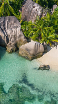 Widok z lotu ptaka na wyspę La Digue na Seszelach