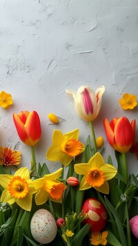 Wiosenne kwiaty i pisanki
