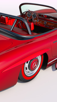Wnętrze zabytkowego czerwonego Mercedesa rocznik 1956