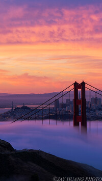 Wschód słońca nad mostem Golden Gate