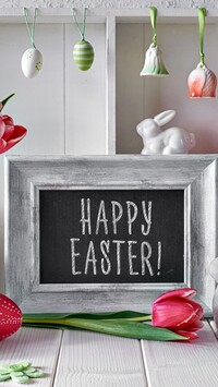 Zajączek na ramce z napisem Happy Easter