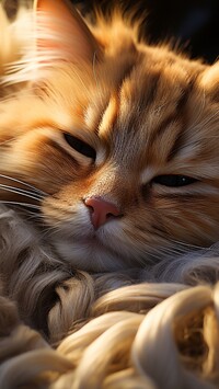 Zasypiający rudawy kotek