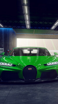 Zielone Bugatti Chiron
