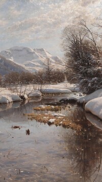 Zimowy pejzaż na obrazie Pedera Monsteda
