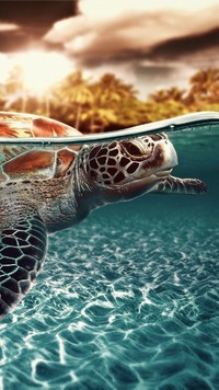 Żółw wodny pływający w oceanie