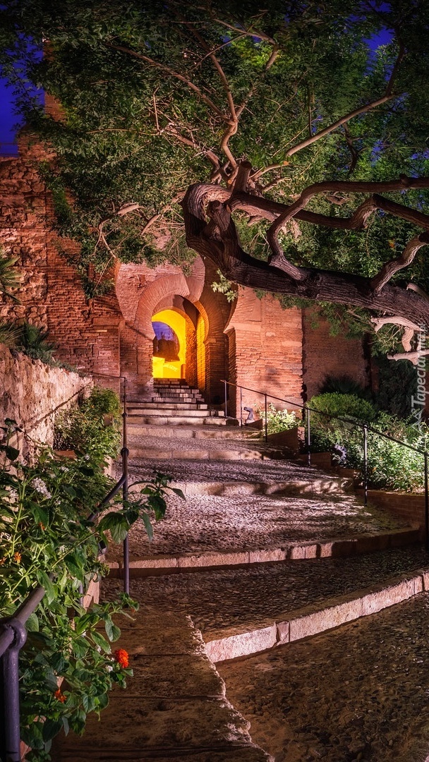 Baszta Alcazaba w Jardin de Al-Andalus