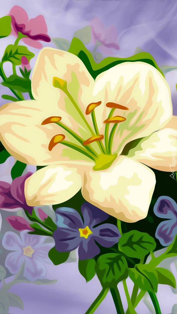 Biała lilia w 2D