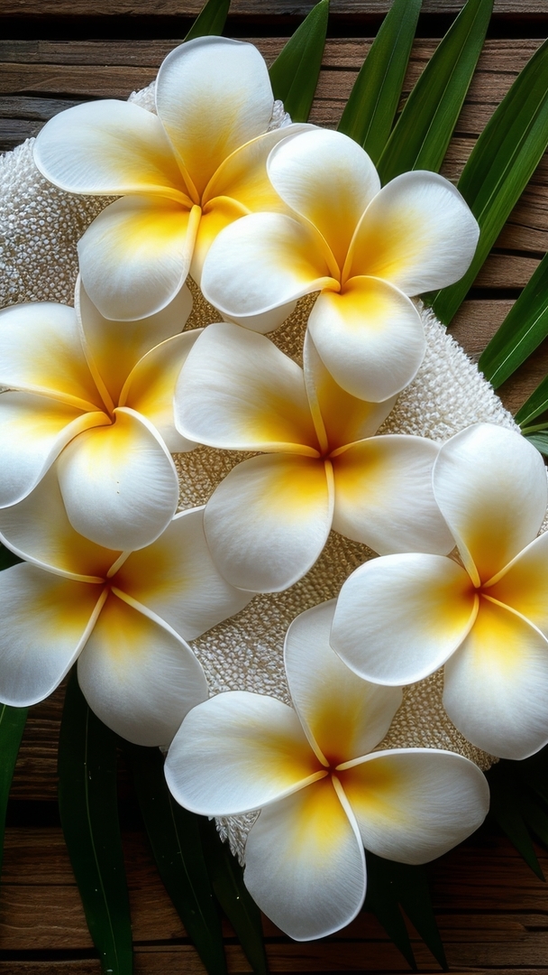 Biała plumeria na białym ręczniku