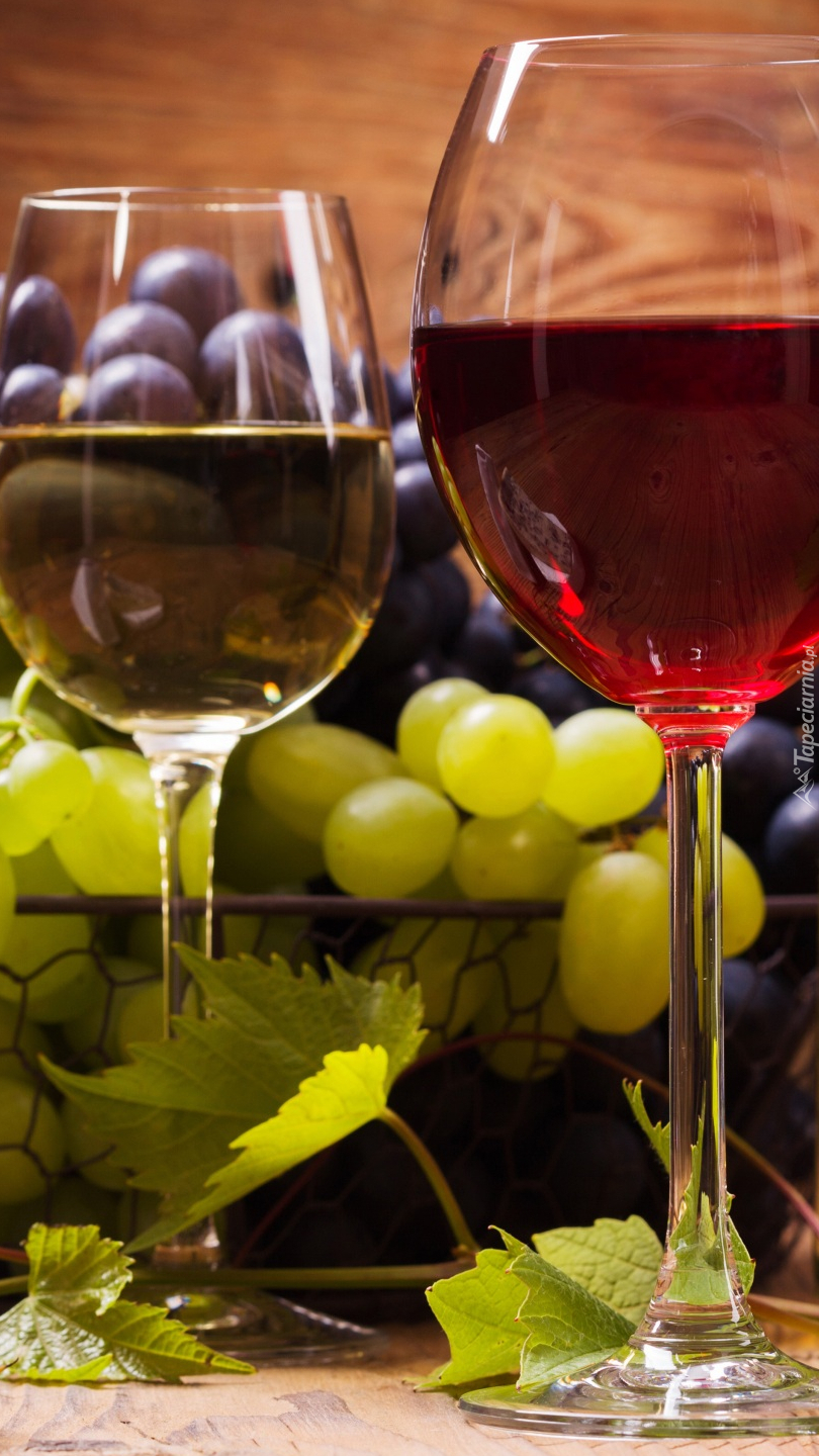 Białe i czerwone wino w kieliszkach