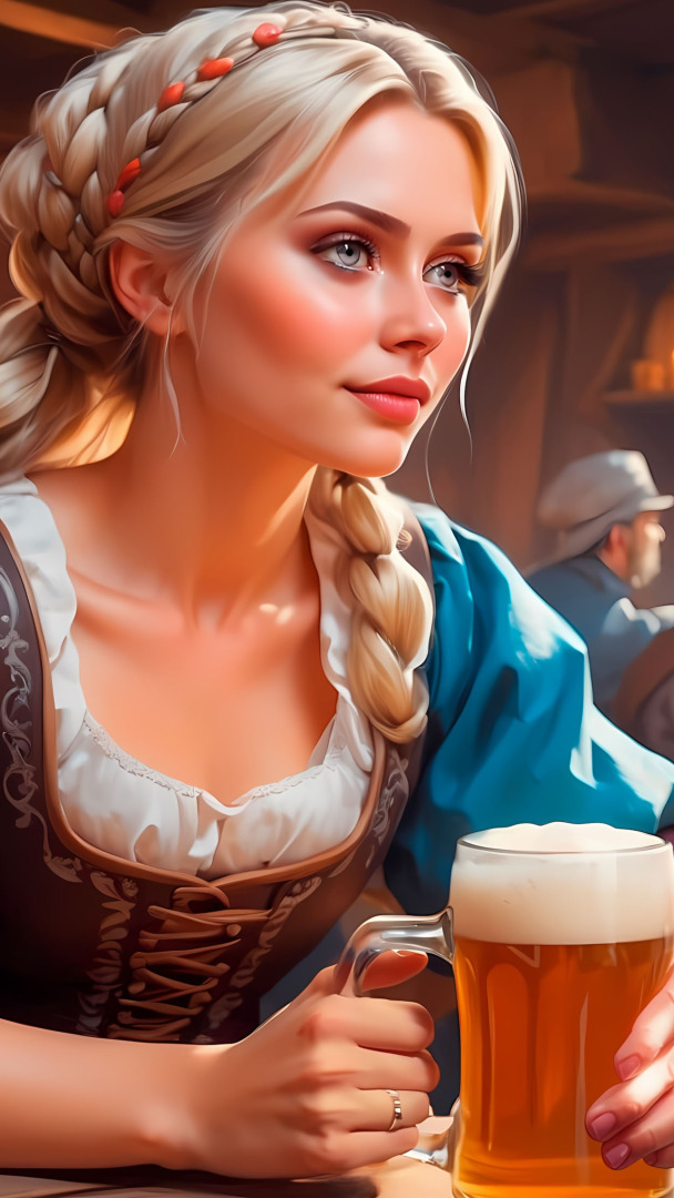 Blondynka z kuflem piwa