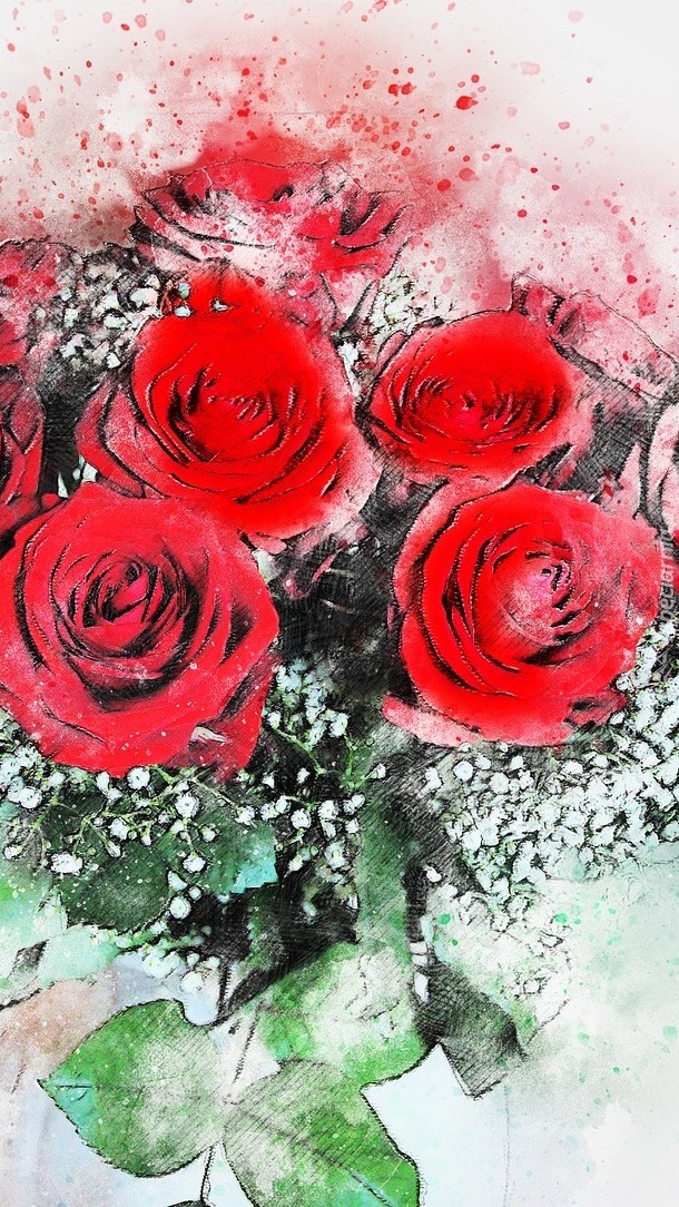 Bukiet czerwonych róż w paintography