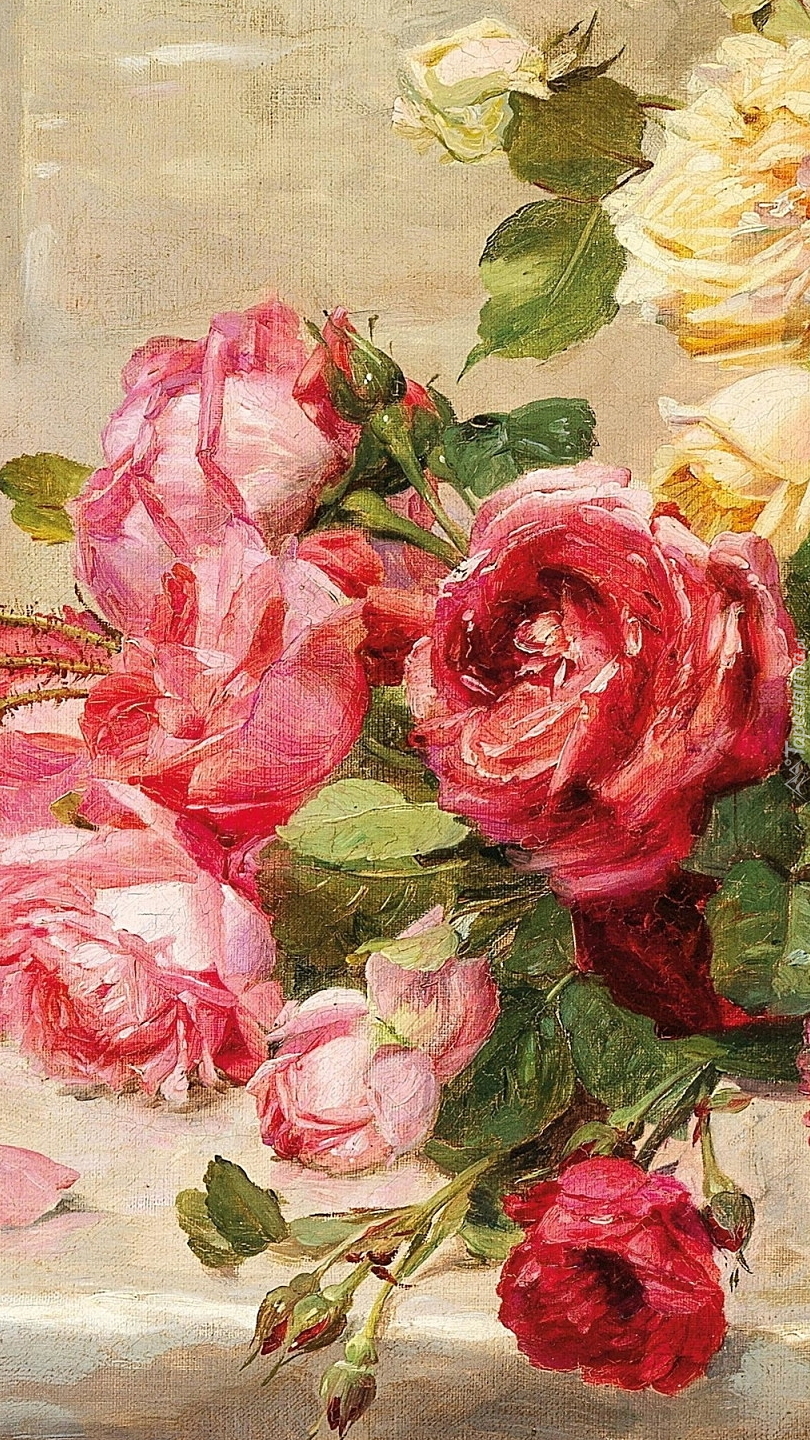 Bukiet róż na obrazie Dominique Roziera