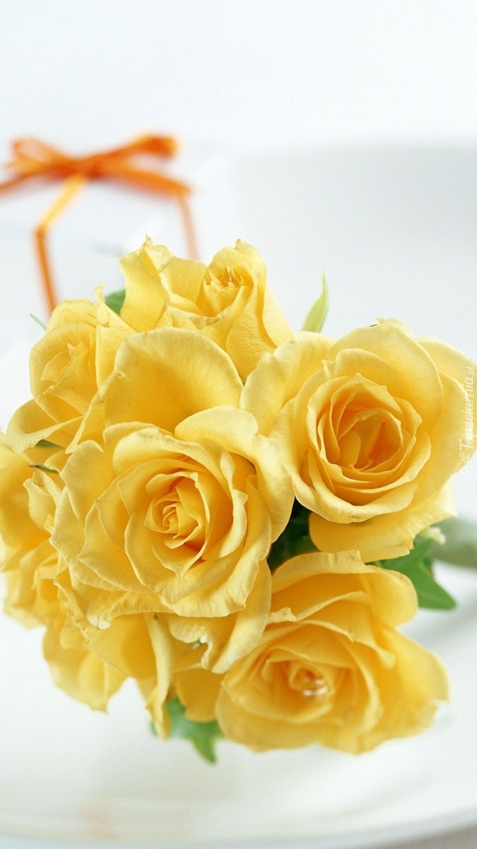Bukiet żółtych róż z prezentem