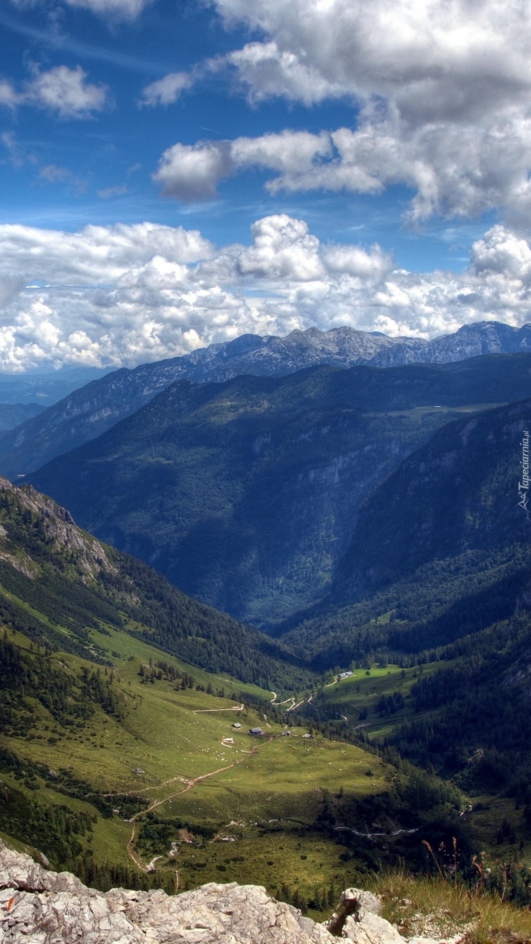 Chmury nad górskimi lasami w Austrii