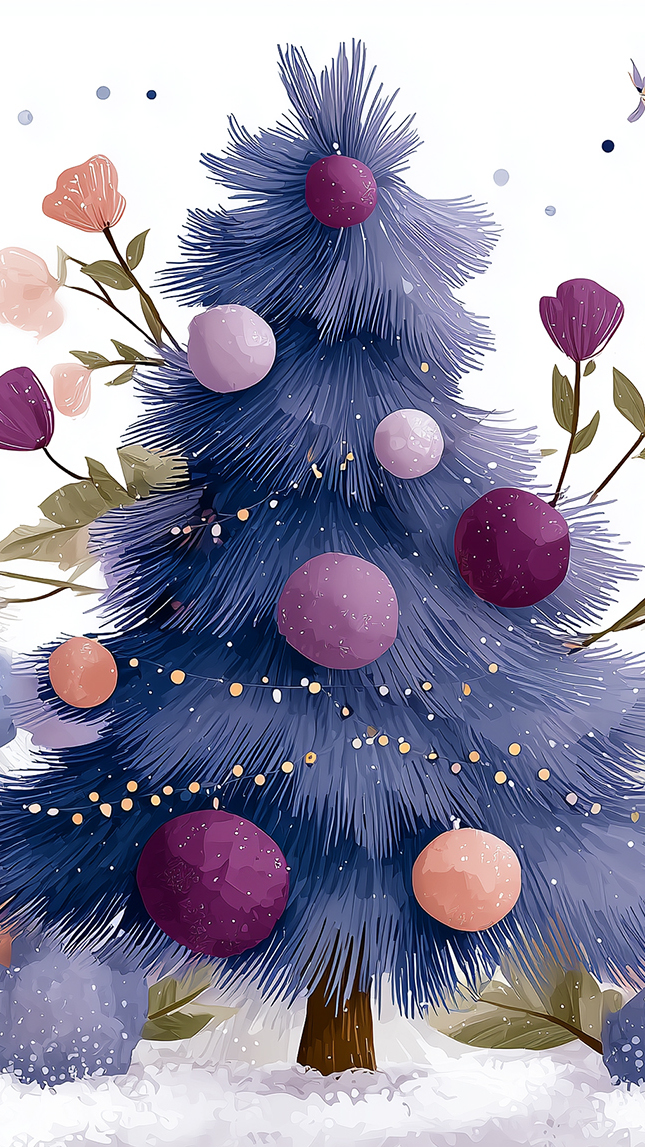 Choinka z bombkami w grafice