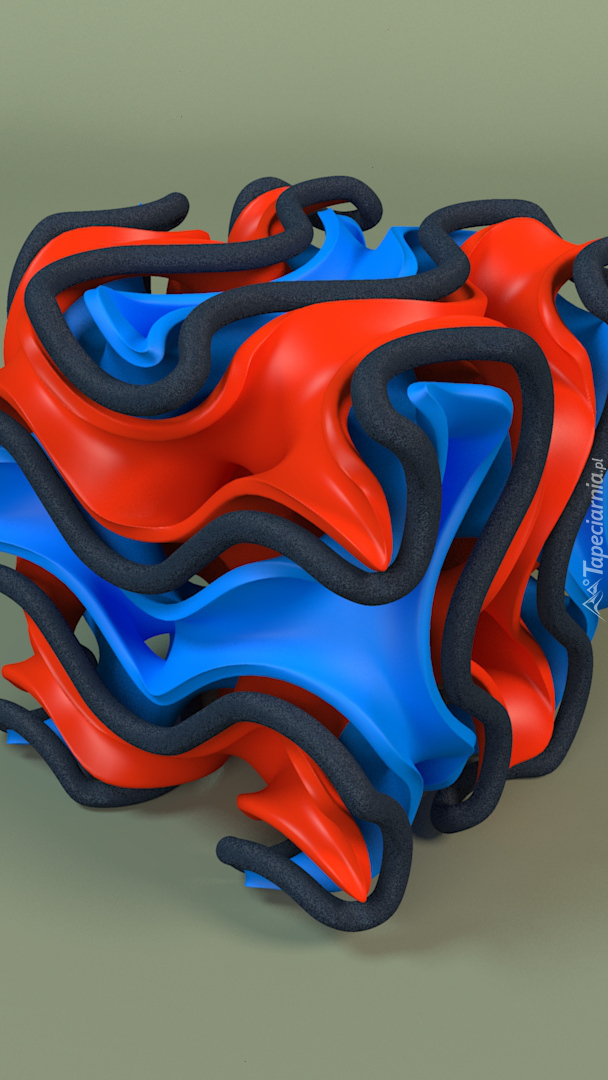 Czerwono niebieska grafika w 3D