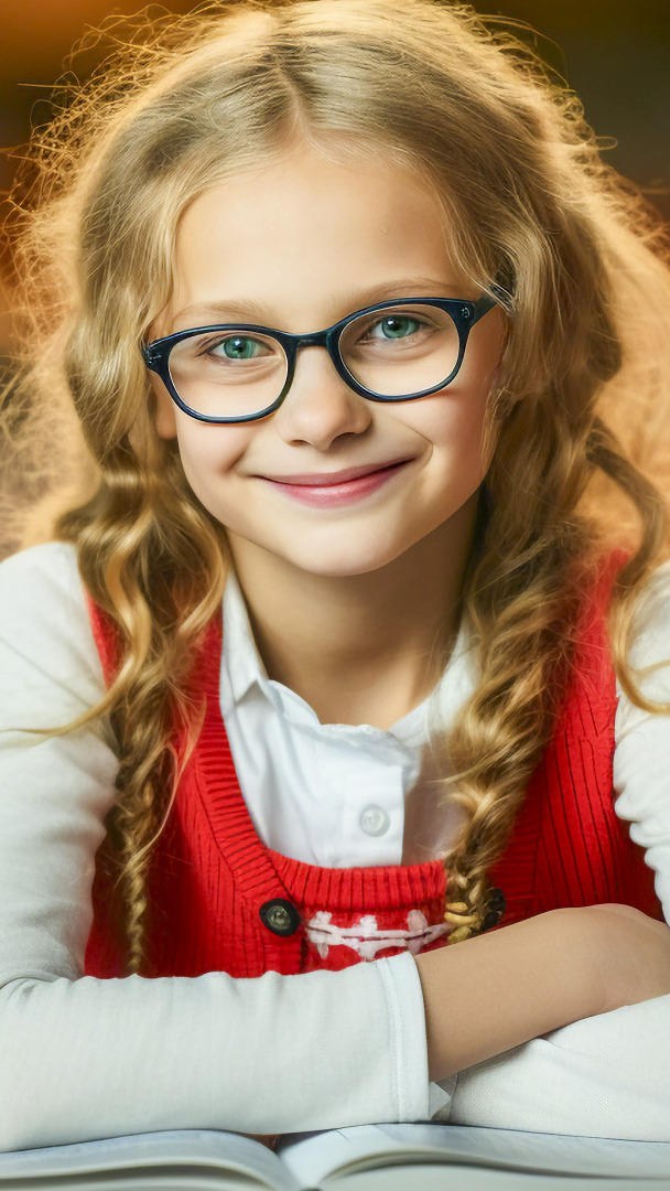 Długowłosa dziewczynka w okularach