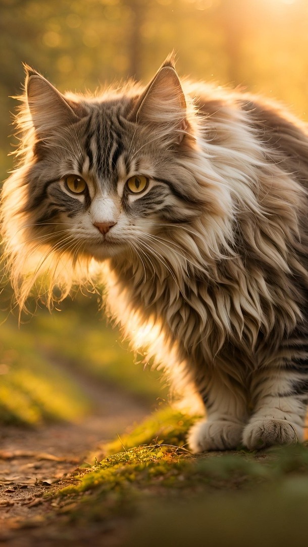 Długowłosy puszysty kot