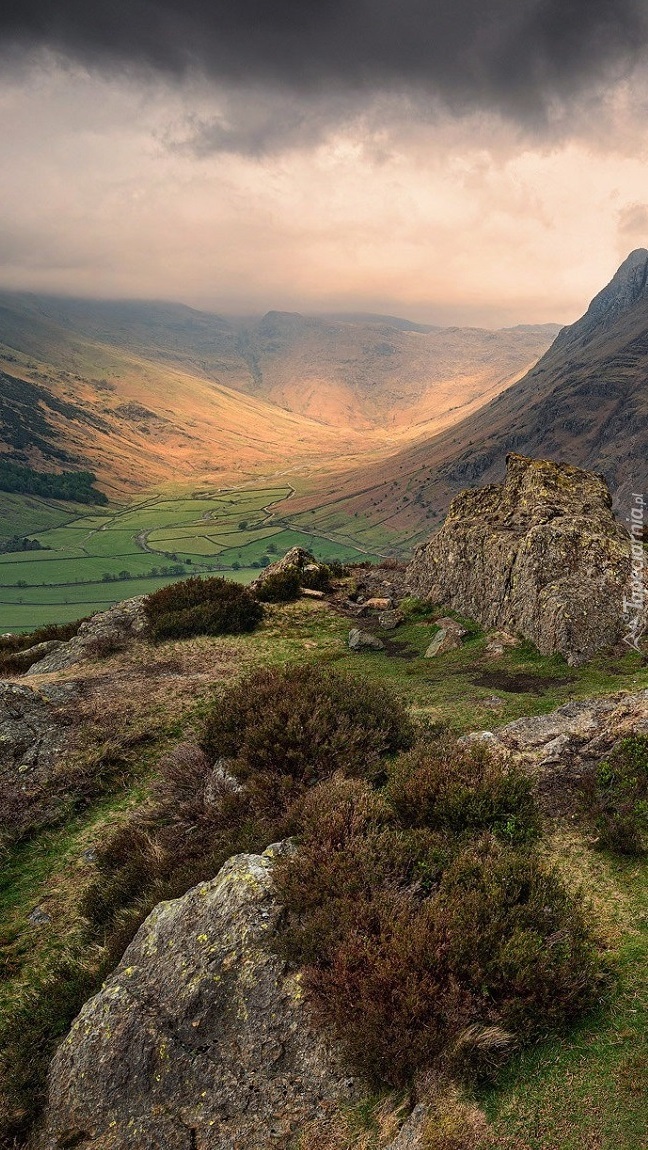 Dolina Great Langdale w słońcu