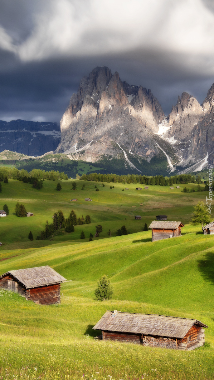 Domy w dolinie Val Gardena