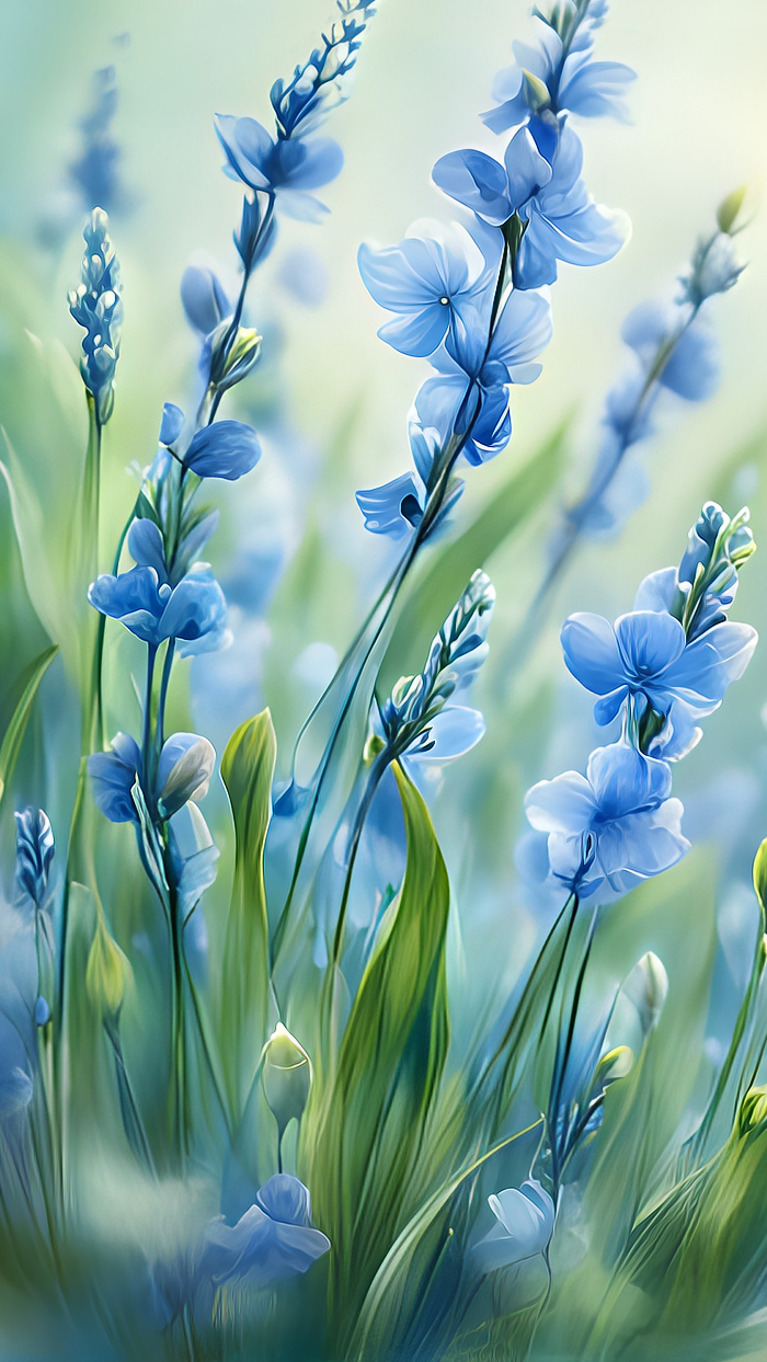 Drobne niebieskie kwiatki w grafice