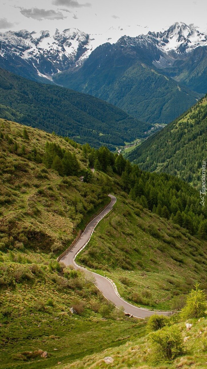 Droga na wzgórzach w dolinie
