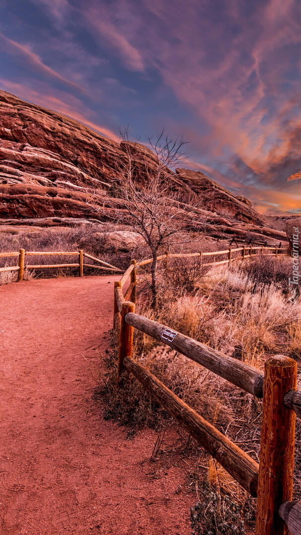 Droga obok skał w Red Rocks Park w Kolorado