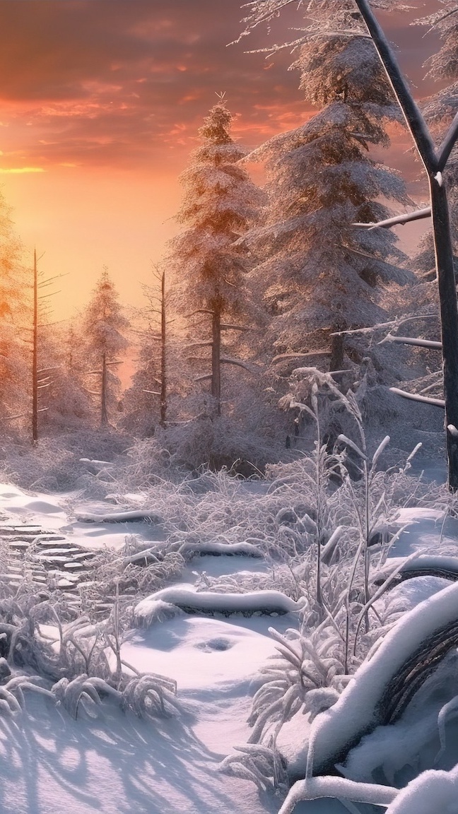 Drzewa w zimowym lesie