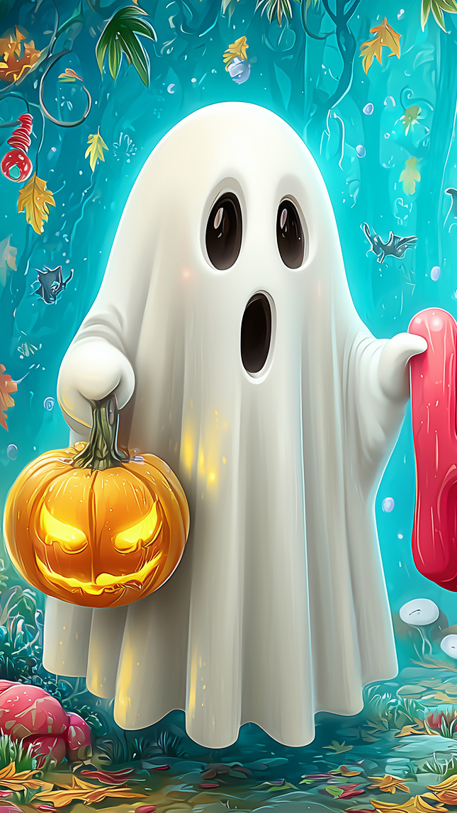 Duch ze świecącą dynią na Halloween