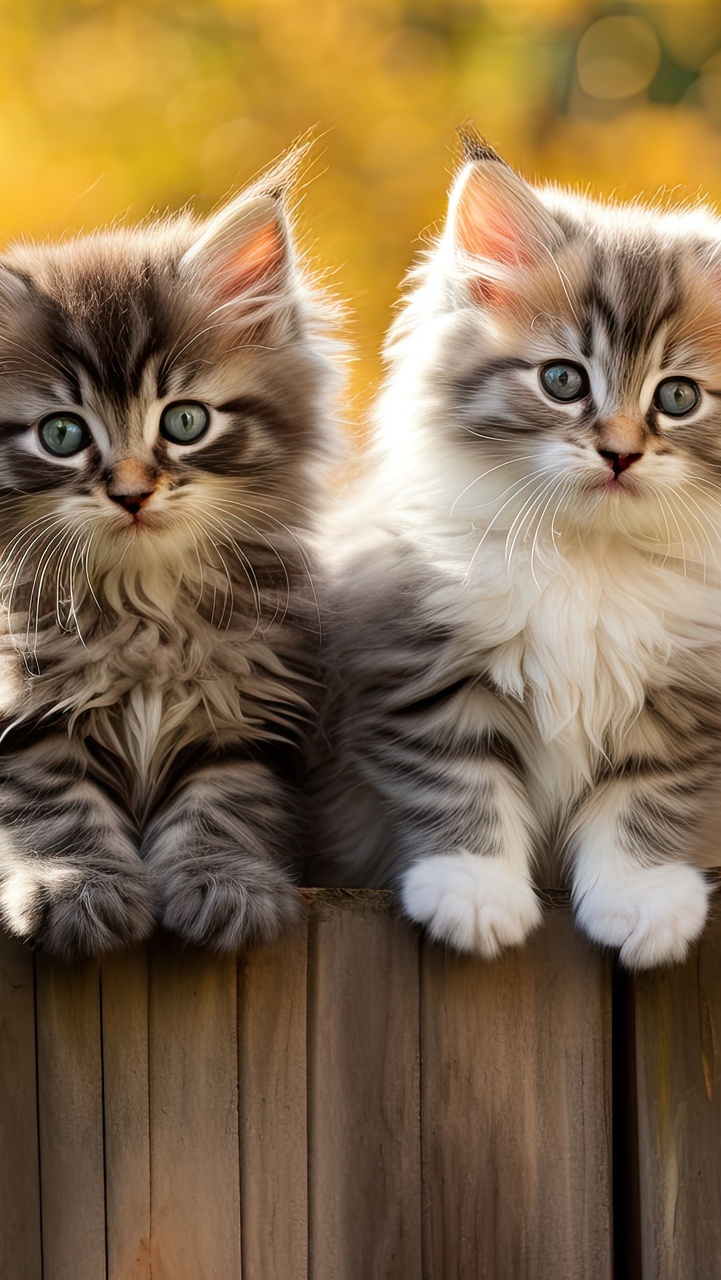Dwa małe kotki na płocie
