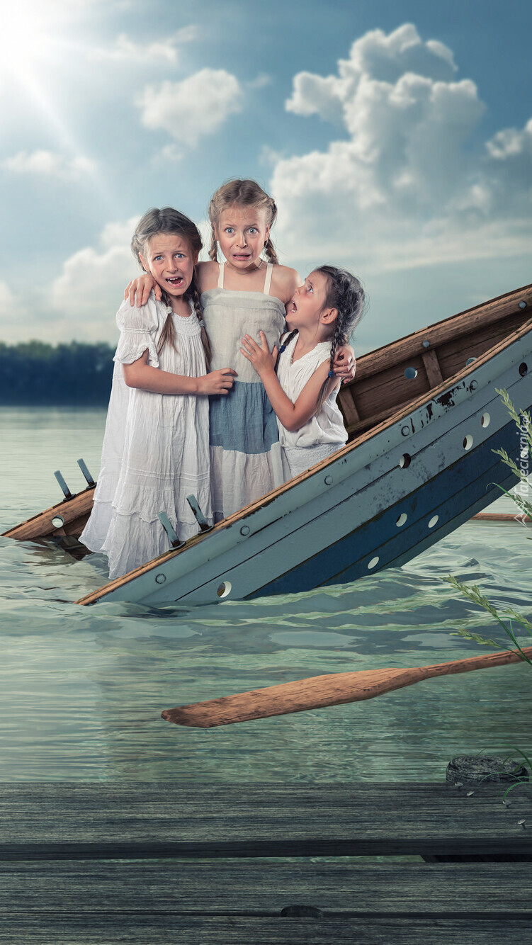 Dzieci na tonącej łódce