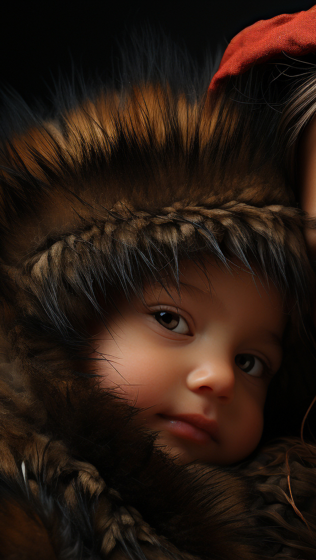 Dziecko w futrzanej czapce